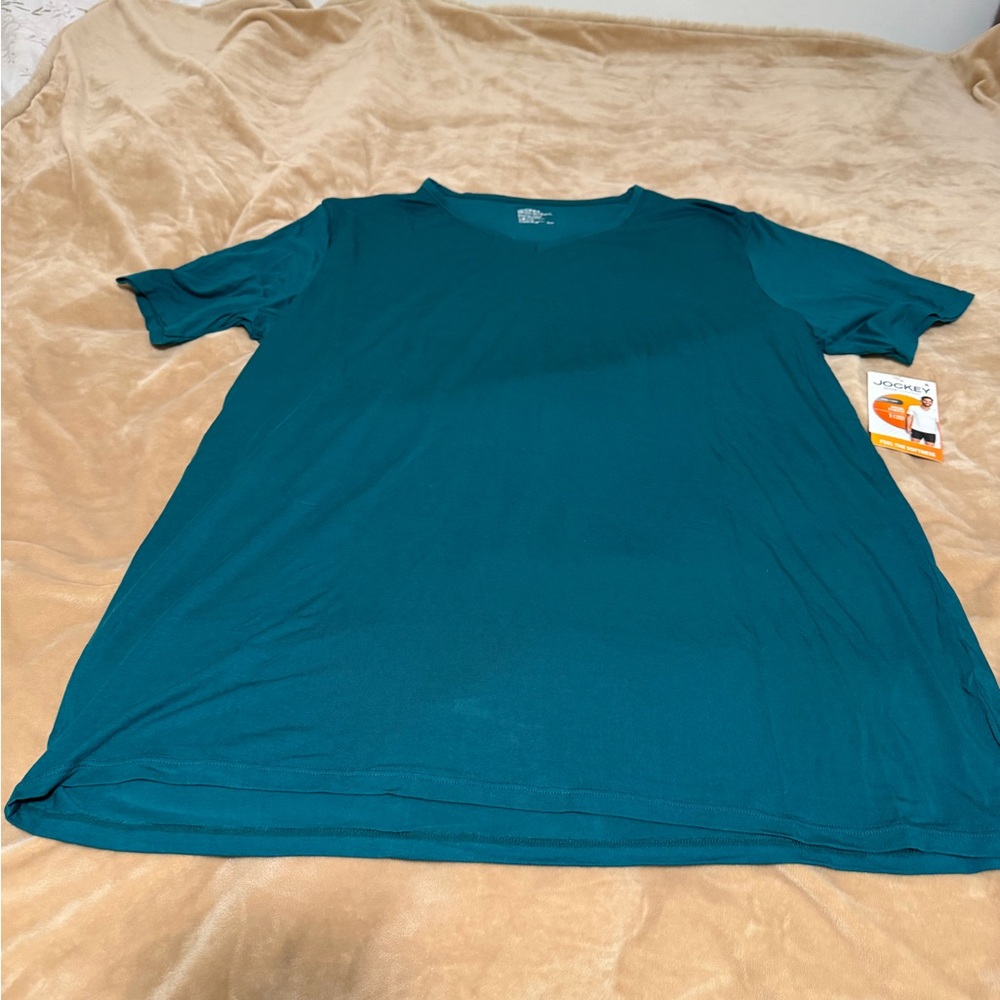 NWT Jockey Active Ultra Soft Modal Stretch Teal V-Neck Tee Men’s XL